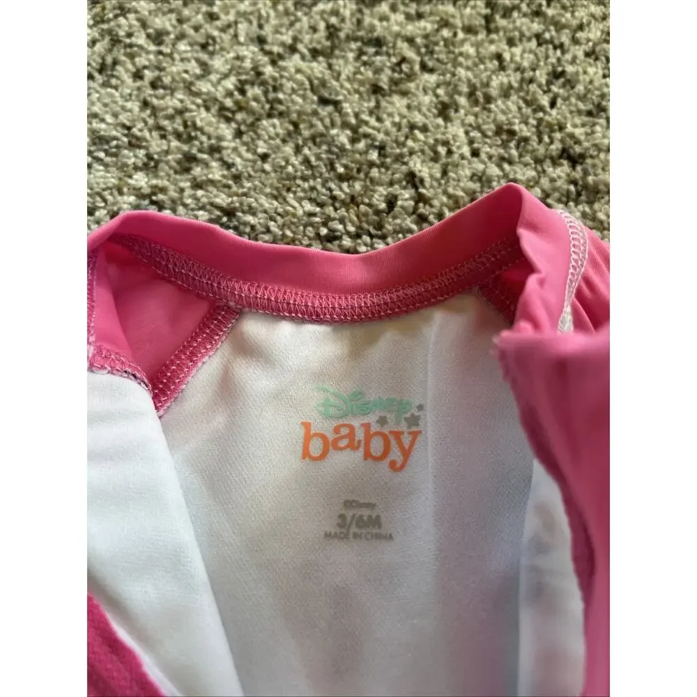 NEW DISNEY BABY 3/6m Girls Swim Suit 1pc Minnie Mouse Rash Guard UPF 50+ J25